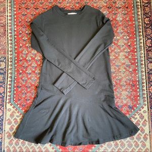 Zara Black Drop Waist Skater Skirt Dress sz Small